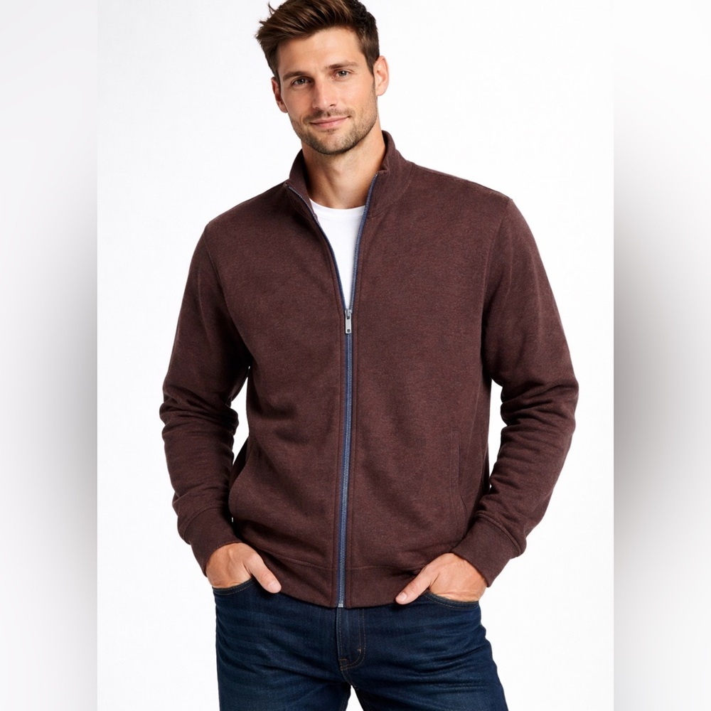 NEW! Tommy Bahama Reversible Flip Side Twill Full Zip Jacket Brown Gray SZ M